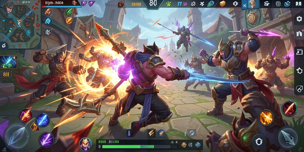 Screenshot menunjukkan aksi seru dalam pertarungan MOBA.