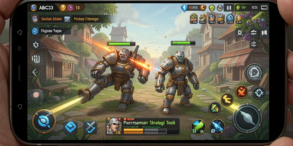 Tampilan gameplay mendebarkan dari ABC33 yang menunjukkan strategi pertempuran.