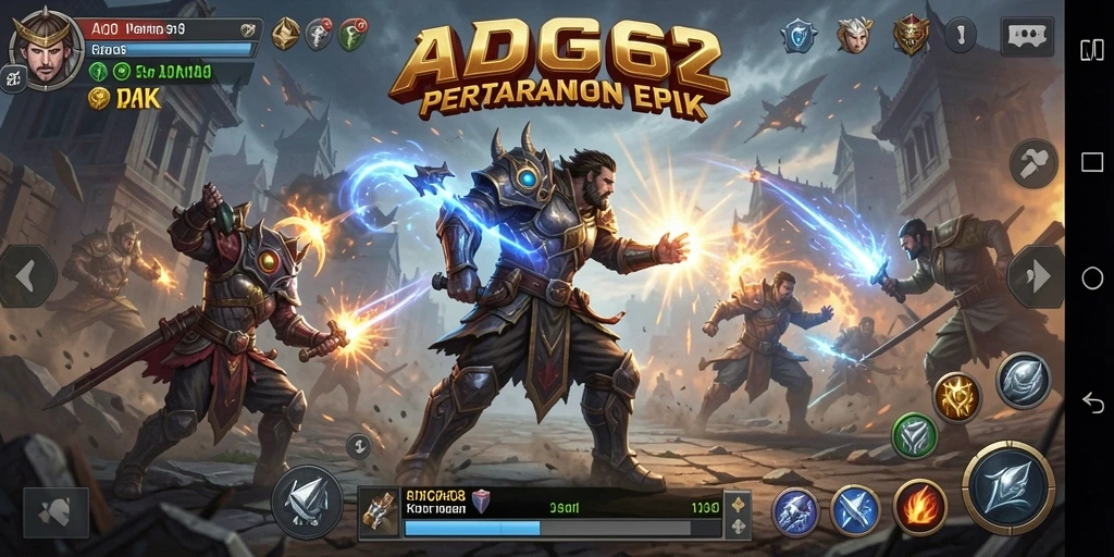 Screenshot utama ADG62 menampilkan pertarungan epik dengan strategi yang mendalam.