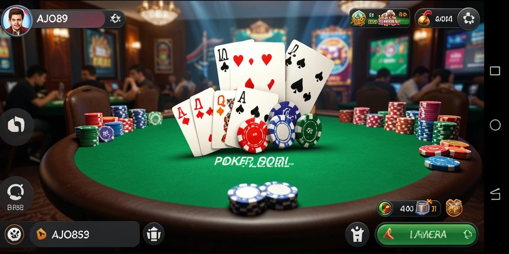 Screenshot utama AJO89 menampilkan gameplay poker yang seru.