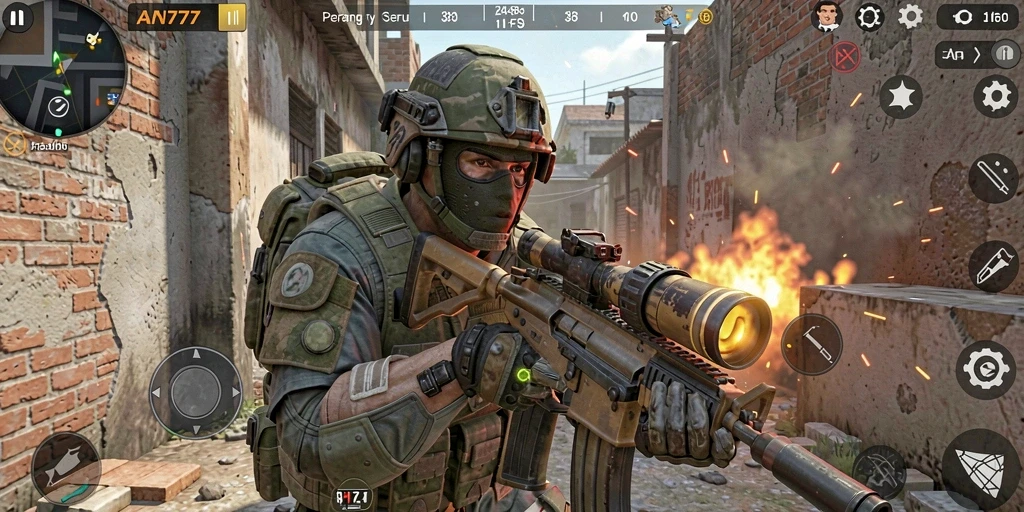 Gameplay AN777 yang seru dan menegangkan dalam pertempuran FPS.
