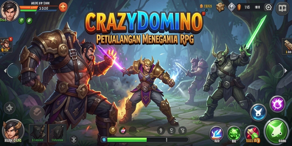 Tangkapan layar menunjukkan aksi seru dalam game RPG CRAZYDOMINO.