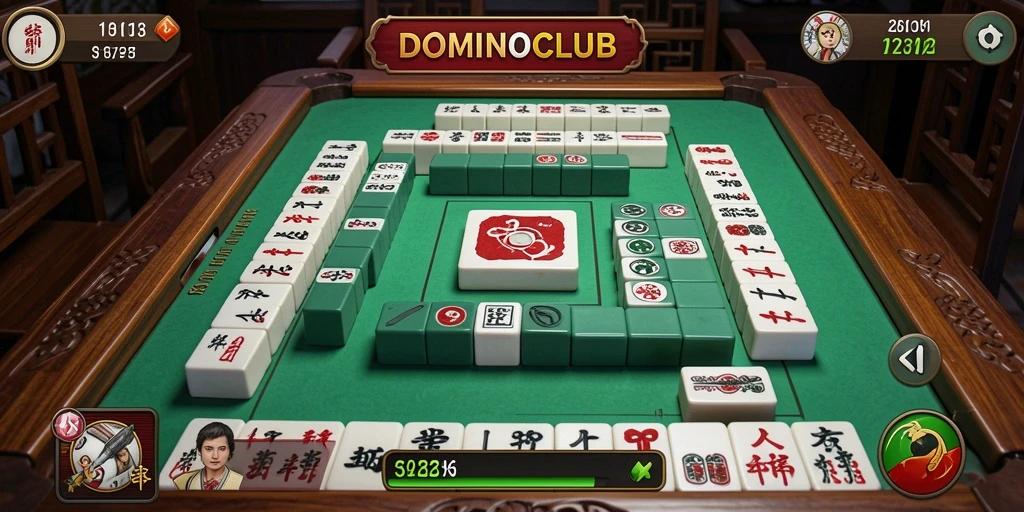 Screenshot gameplay DOMINOCLUB menampilkan aksi seru dari permainan Mahjong.
