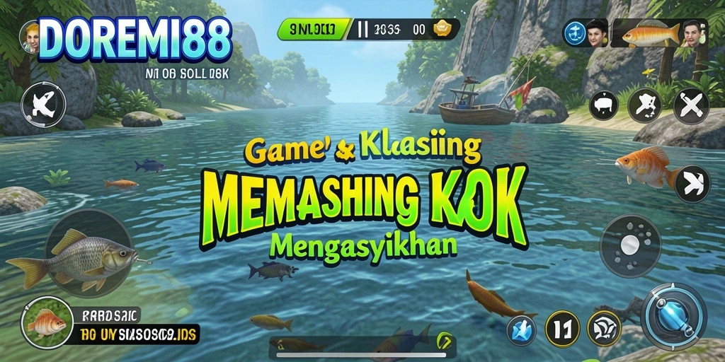 Screenshot DOREMI88 menunjukkan momen menangkap ikan di laut yang indah.