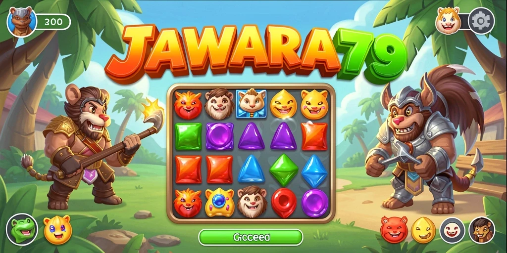 Screenshot JAWARA79 menampilkan aksi seru permainan Match-3.