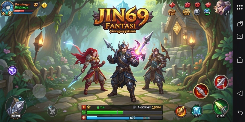 Tangkapan layar menampilkan aksi seru dalam dunia RPG JIN69.