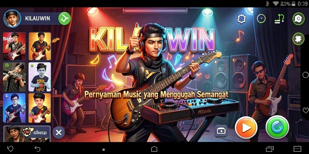 Tampilan gameplay KILAUWIN yang menarik dengan berbagai pilihan lagu.