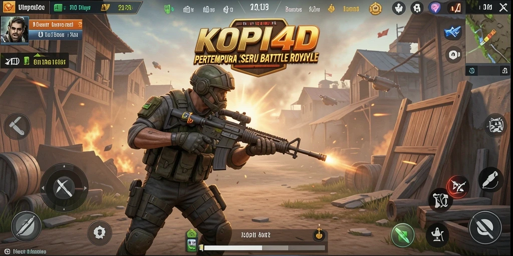 Tampilan aksi intens dalam gameplay KOPI4D Battle Royale.