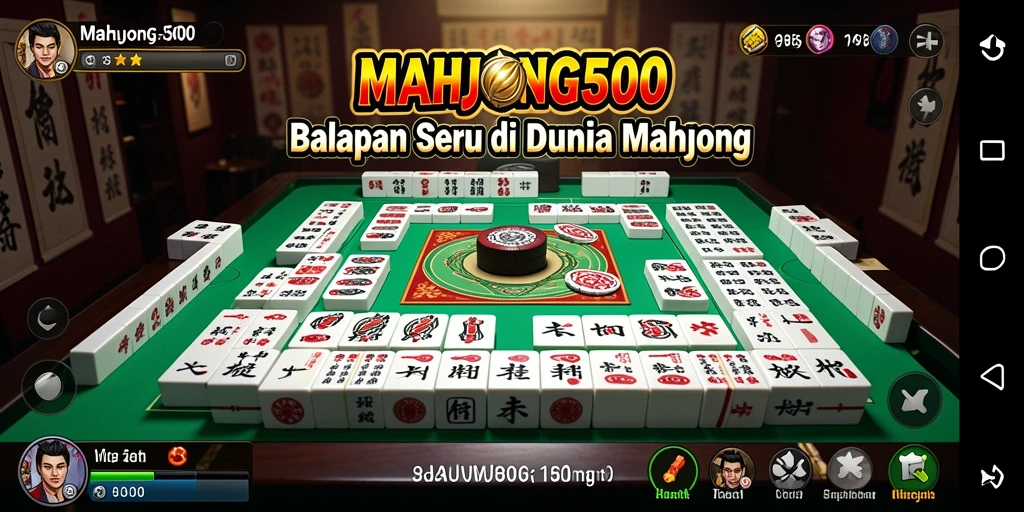 Tampilan gameplay seru di MAHJONG500 yang menggabungkan balapan dan Mahjong.