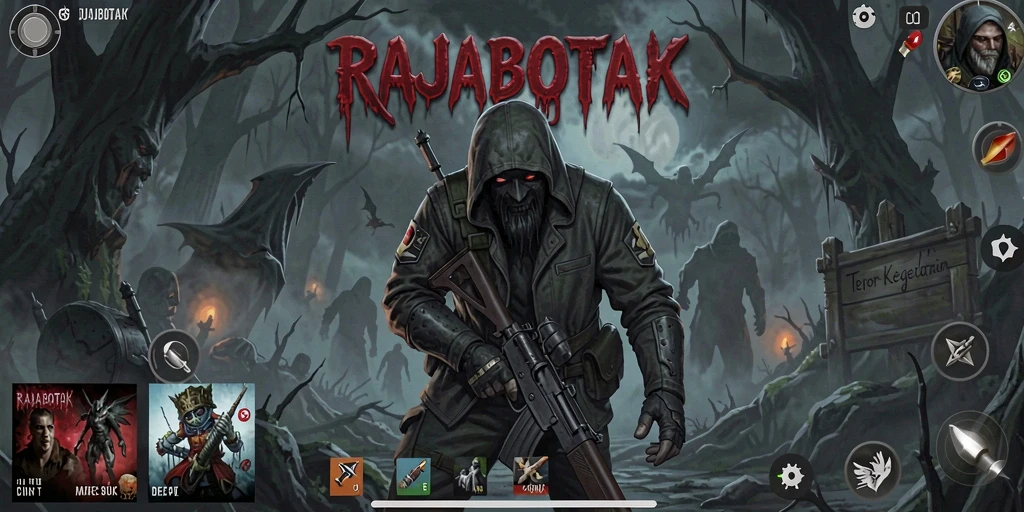 Screenshot gameplay menampilkan momen horor mendebarkan di RAJABOTAK.