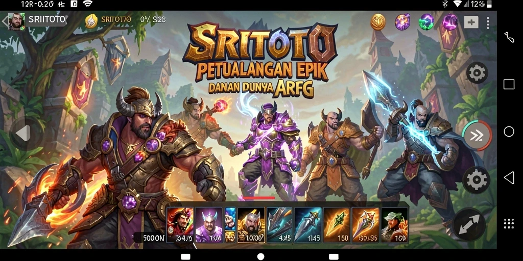 Screenshot menunjukkan aksi bertarung seru dalam game ARPG SRITOTO.