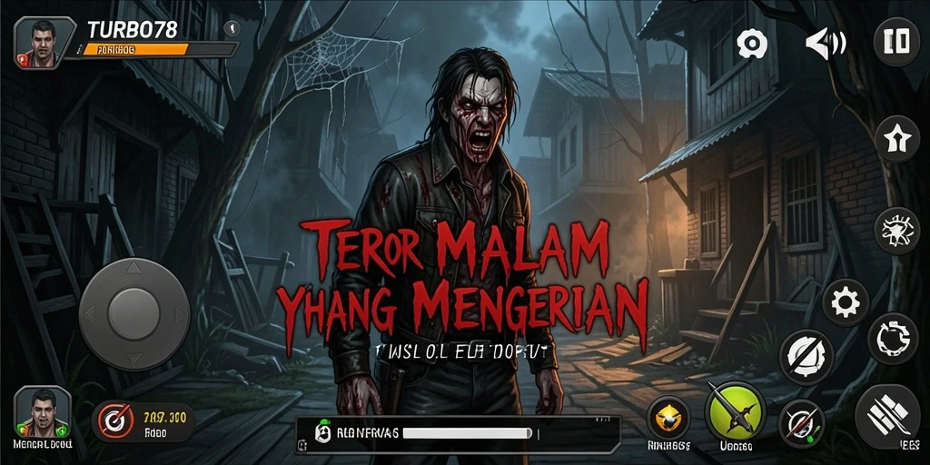 Screenshot gameplay TURBO78 menampilkan momen mencekam saat berhadapan dengan makhluk horor.