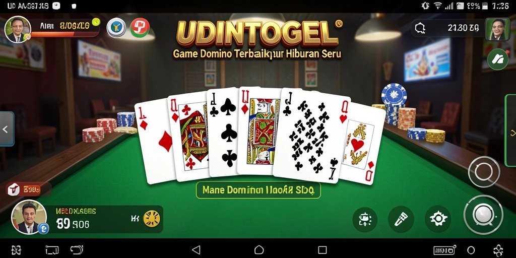 Tampilan screenshot utama permainan Domino yang seru dan interaktif.