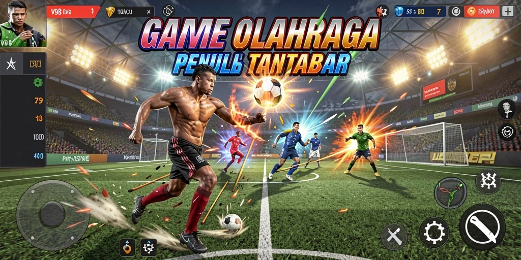Gameplay seru dan kompetitif dalam V98 yang menampilkan olahraga.