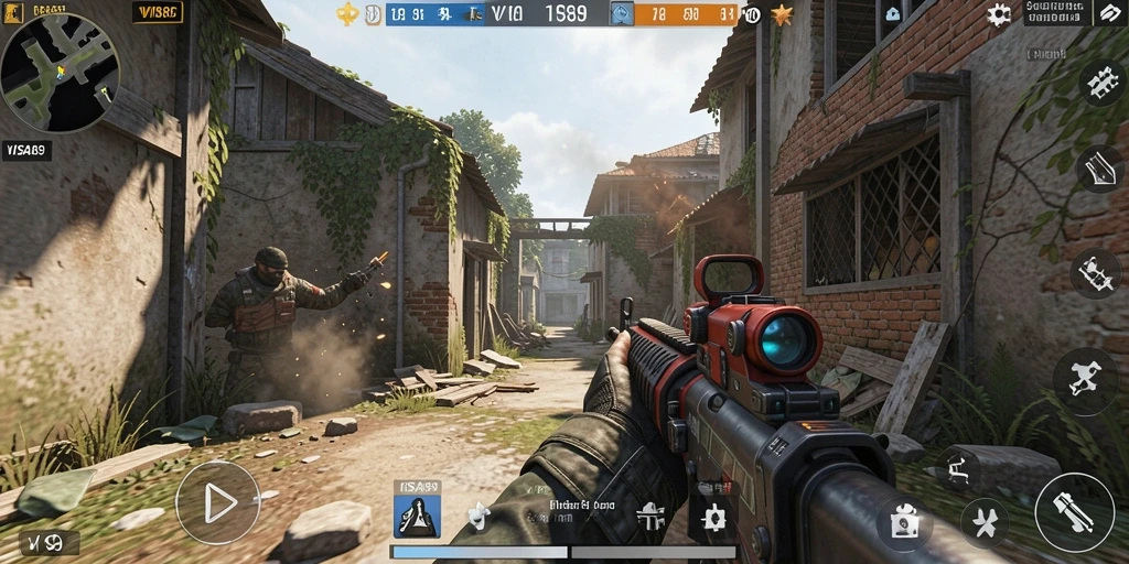 Screenshot menunjukkan momen mendebarkan dalam game FPS VISA89.