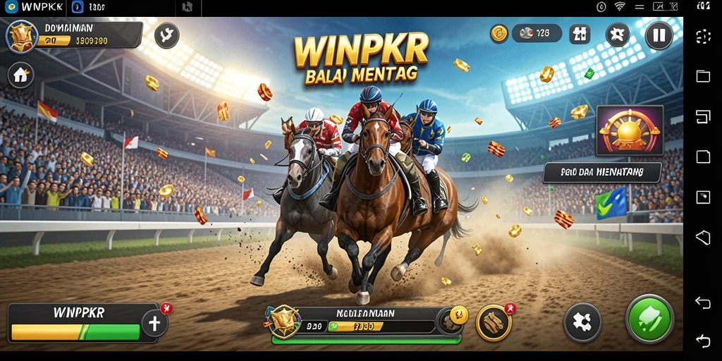 Gameplay balap seru di WINPKR dengan mobil cepat dan trek menantang.