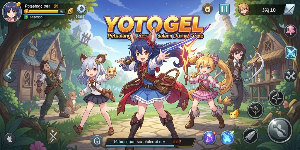 Screenshot gameplay YOTOGEL menampilkan pertarungan epik anime.